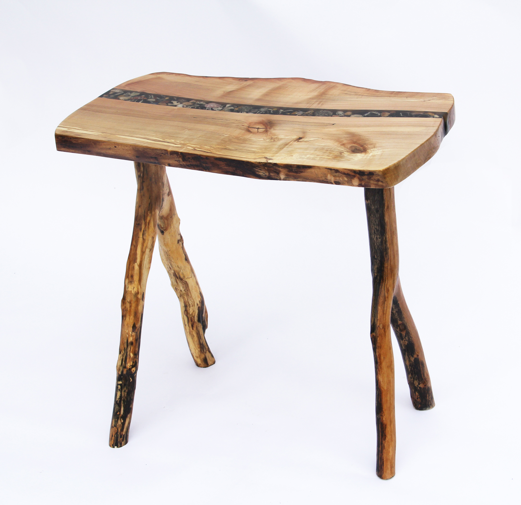 Red Maple End Table with Stone \